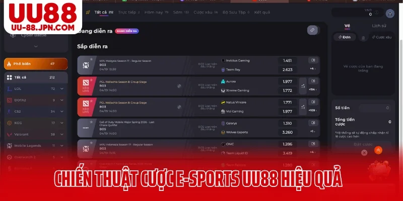 Chiến thuật cược E-Sports UU88 hiệu quả và thoải mái Chiến thuật cược E-Sports UU88 hiệu quả và thoải mái