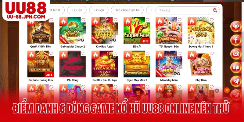 Điểm danh 6 dòng game nổ hũ UU88 online nên thử Điểm danh 6 dòng game nổ hũ UU88 online nên thử