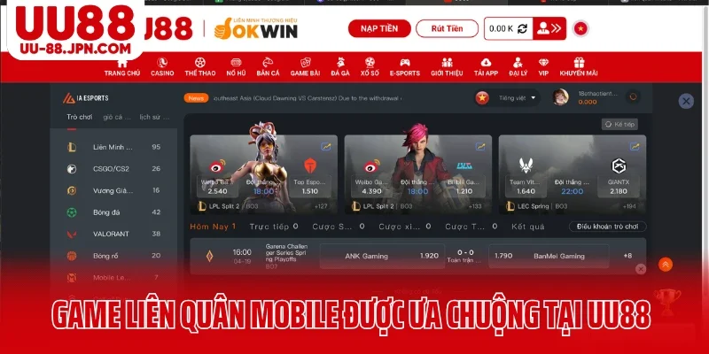 Liên Quân Mobile UU88 - Từ Cơ Bản Đến Kinh Nghiệm Chơi Hay 4 Game liên quân Mobile là tựa game được ưa chuộng tại UU88
