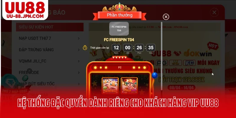 Hệ thống đặc quyền dành riêng cho khách hàng VIP UU88 Hệ thống đặc quyền dành riêng cho khách hàng VIP UU88