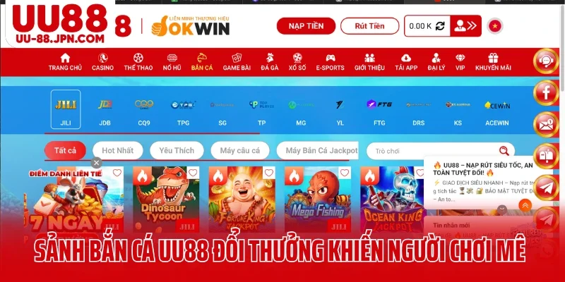 Sảnh bắn cá UU88 đổi thưởng khiến người chơi mê mẩn Sảnh bắn cá UU88 đổi thưởng khiến người chơi mê mẩn